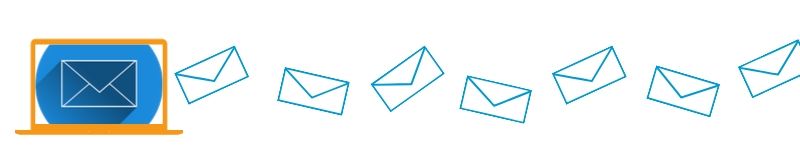 Image contains a graphic of a laptop sending several emails.